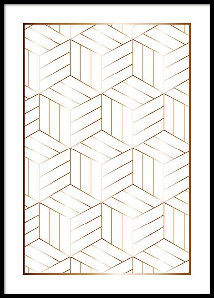 Cubes Pattern Plakat w grupie Plakaty / Złoto i srebro w Desenio AB (10150)