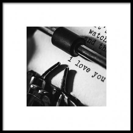 I Love You Typewriter Plakat w grupie Plakaty / Czarno-białe w Desenio AB (3334)