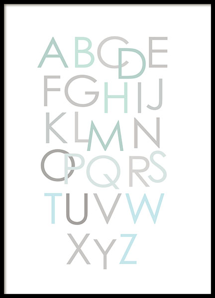 Alphabet Blue Eng, Plakat w grupie Plakaty / Typografia w Desenio AB (8435)