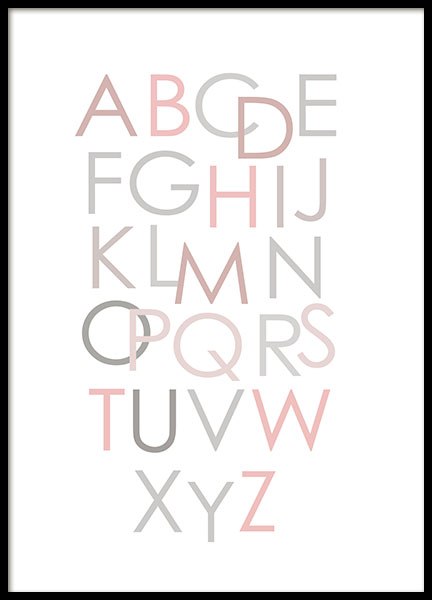 Alphabet Pink Eng, Plakat w grupie Plakaty / Plakaty dla dzieci w Desenio AB (8436)