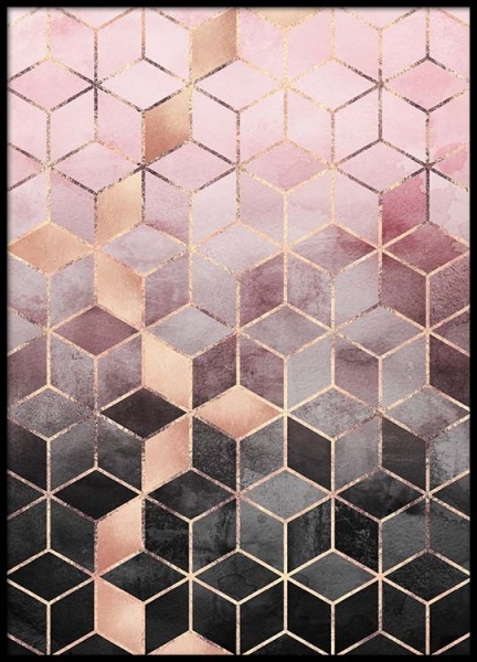 Pink Grey Gradient Cubes Plakat w grupie Plakaty / Sztuka w Desenio AB (pre0016)