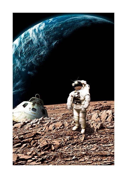 Astronaut On Moon Plakat