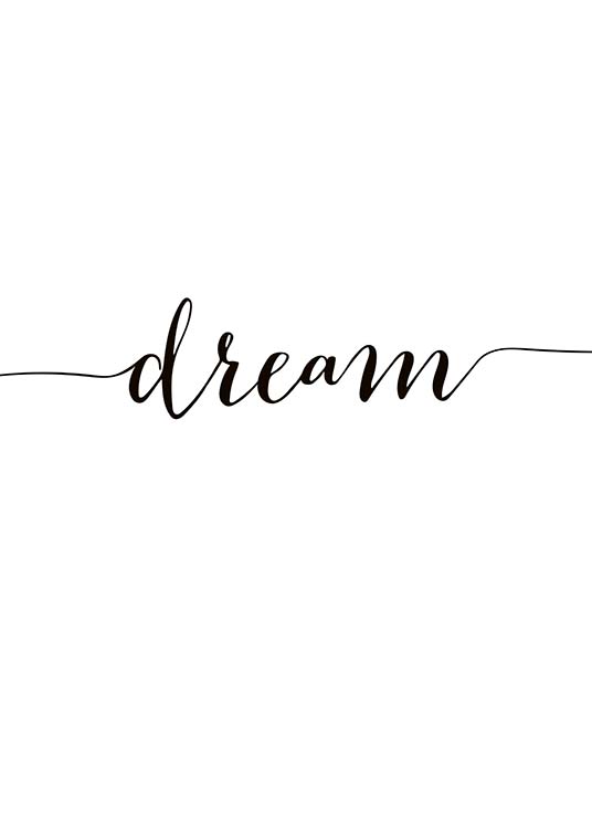  – Plakat typograficzny ze słowem „Dream” w kolorze czarnym na białym tle
