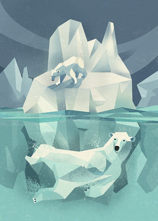 Vintage Polar Bear Plakat / Plakaty dla dzieci w Desenio AB (11027)