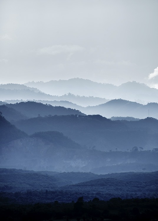 Misty Mountains Blue Plakat