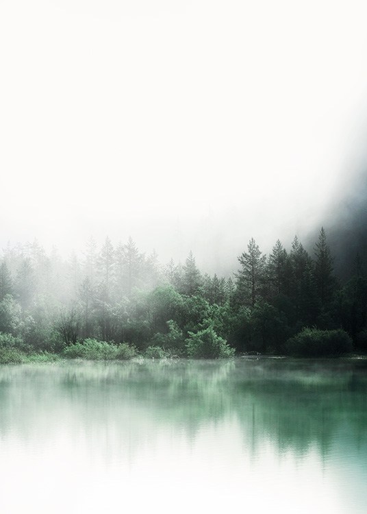  – Zdjęcie jeziora na tle lasu z zielonymi drzewami odbijającymi się w jeziorze