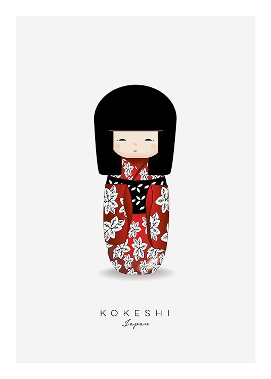 Kokeshi Doll Red Plakat