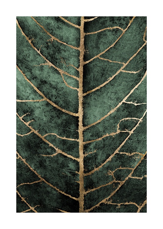 Golden Green Leaf Plakat