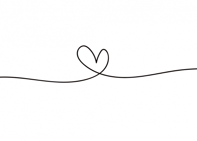  – Czarno-biała ilustracja z sercem z liniami biegnącymi na boki