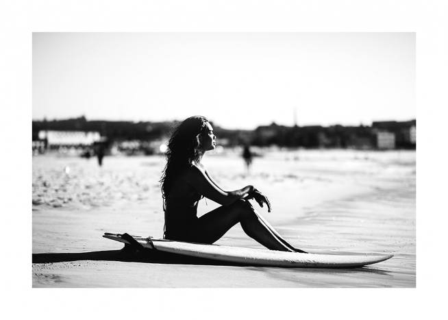 Surf and Relax Plakat / Czarno-białe w Desenio AB (12650)