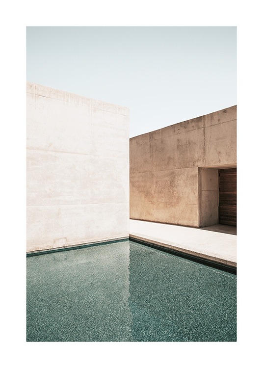  – Zdjęcie betonowych budynków z dużym basenem na pierwszym planie