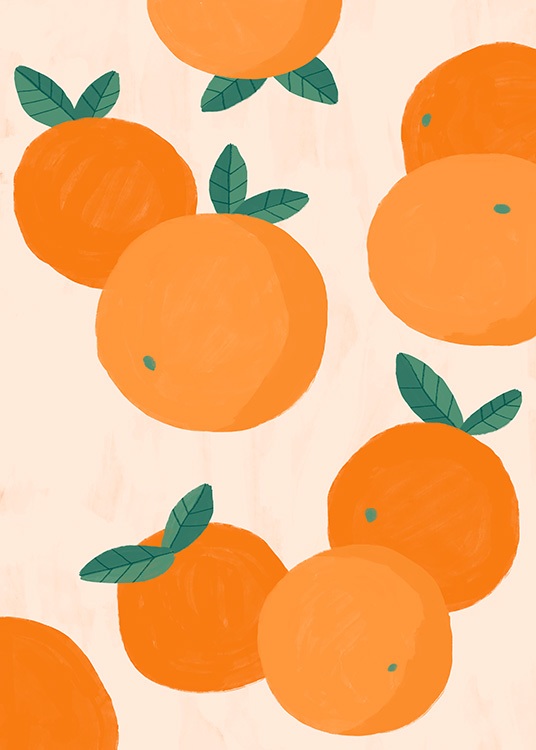 Ilustracja graficzna z pomarańczami na jasnym tle