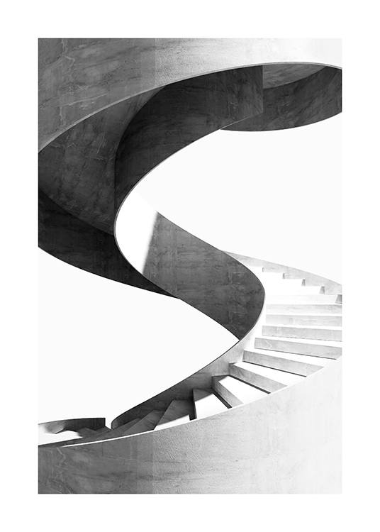 Black and White Spiral Staircase Plakat