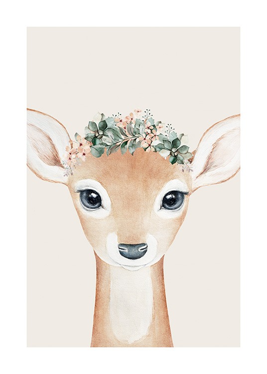 Flower Deer Plakat