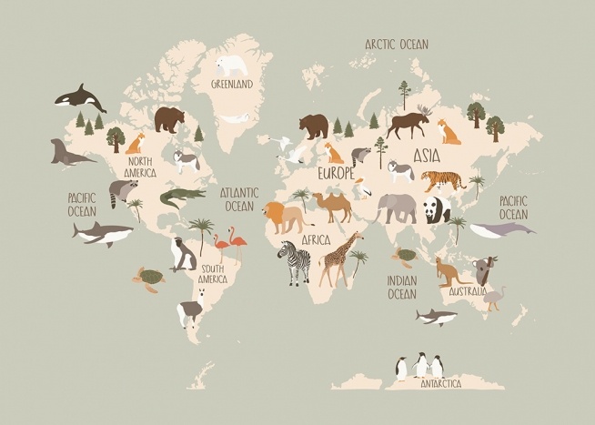 Animals Of The World Map Plakat