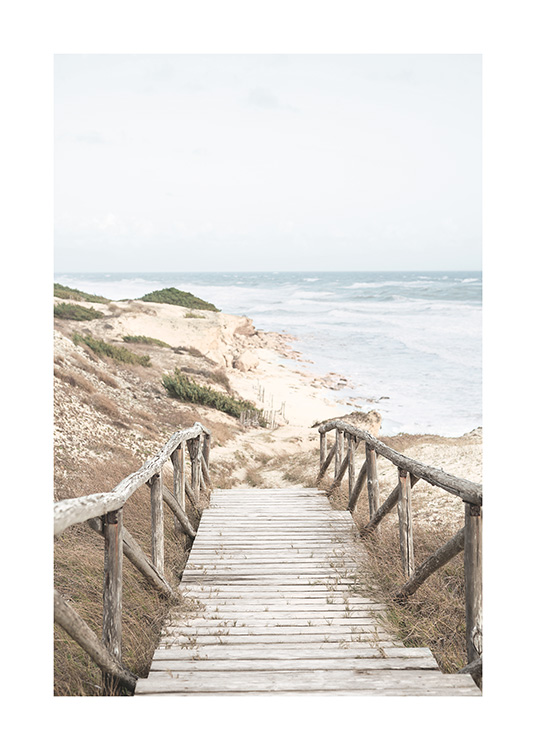 – Plakat przedstawiający promenadę prowadzącą na plażę