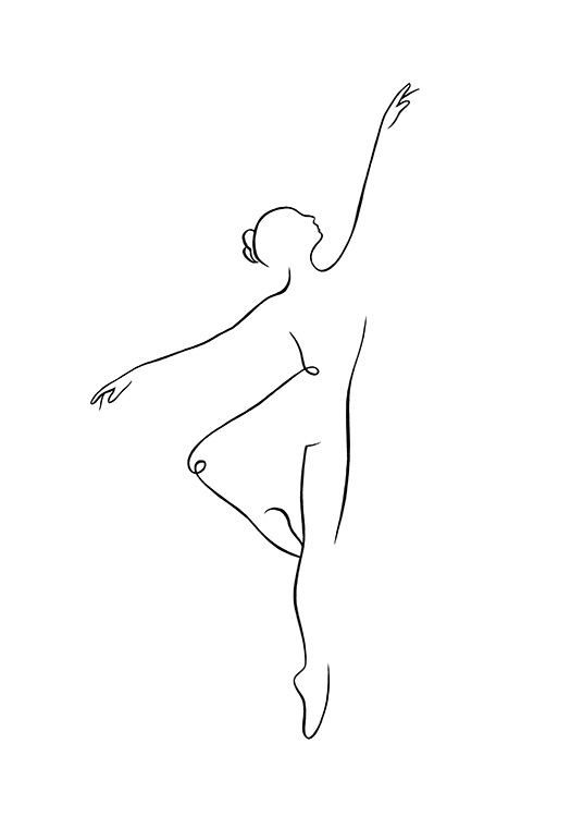 – Tańcząca balerina w stylu line–art