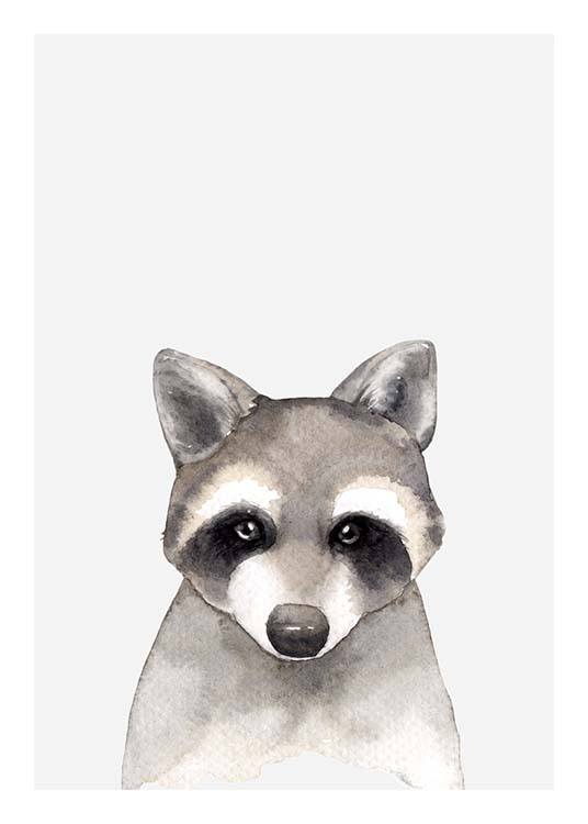 Aquarelle Raccoon Plakat