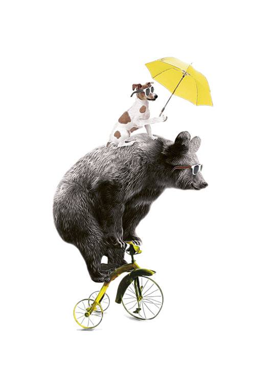 Bear On Yellow Bike, Plakat / Plakaty dla dzieci w Desenio AB (7830)