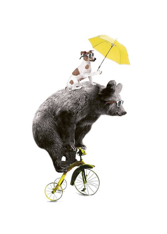 Bear On Yellow Bike, Plakat