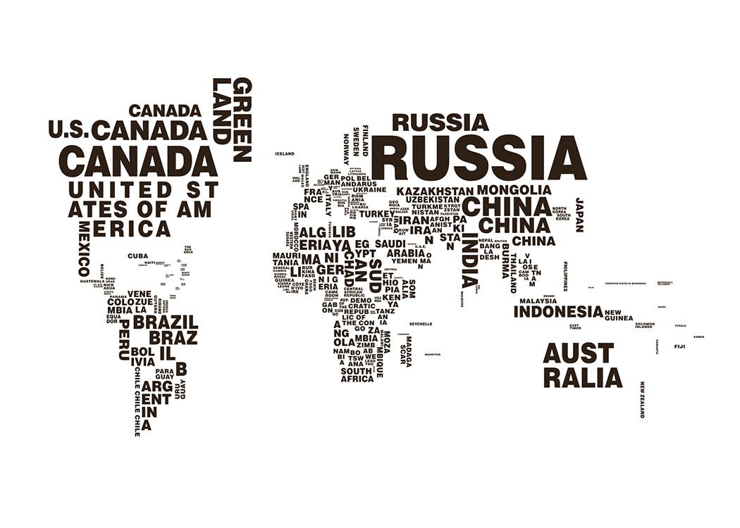 World Map Text, Plakat