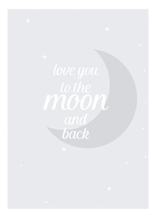 Moon And Back Blue, Plakat / Plakaty dla dzieci w Desenio AB (8462)